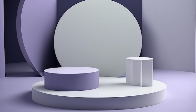 Minimal stage with podium for display products and merchandising. IA generative.