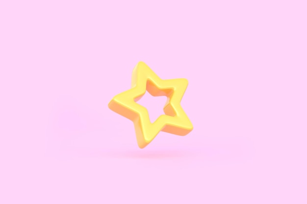 Minimal star symbol on pink background 3D render illustration