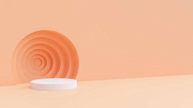 Minimal Studio with Round Pedestal and Copy Space Pedestal can be used for advertising Isolated on orange background Product Presentation