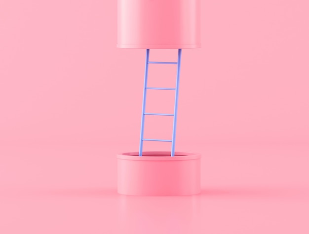 Minimal style blue ladder in pink pipe