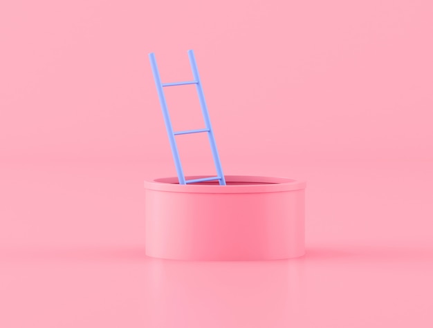 Minimal style blue ladder in pink pipe