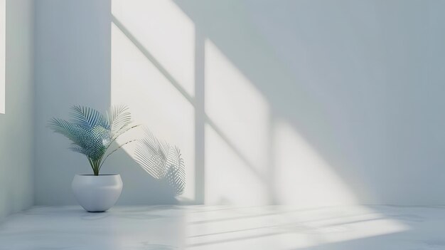 Minimal style interior room with white wall 3D rendering Generative AI