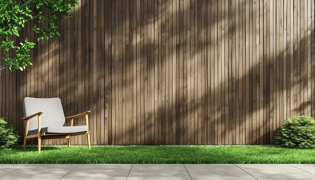 Minimal Style Wooden Terrace With Green Lawn