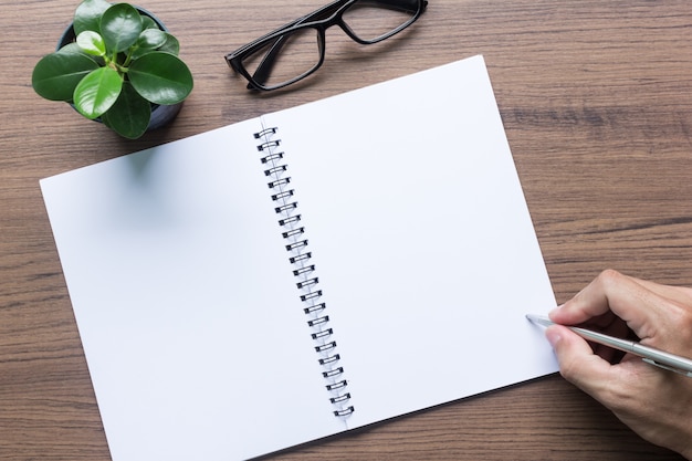 Minimal top view of desk of businessman