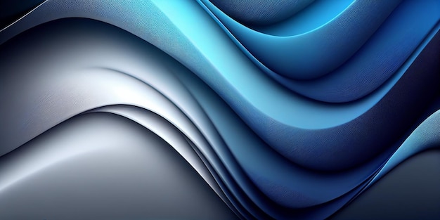 Minimal very abstract flowy elegant blue and white business wave lines graphic design texturebackground generative AI