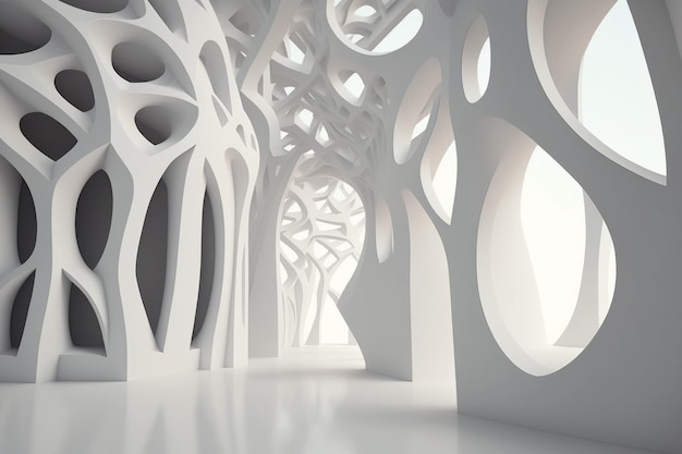 Minimal white geometric background 3d illustration generative AI