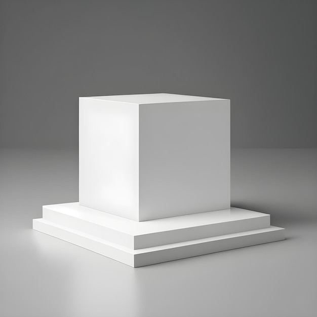 Minimal White Platform Object Podium on Isolated 3D Background with Empty Stand Display