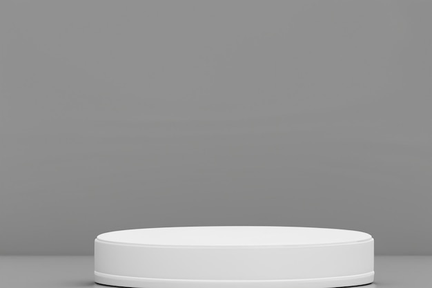 Minimal white podium for product display gray color background 3D rendering Ai generated