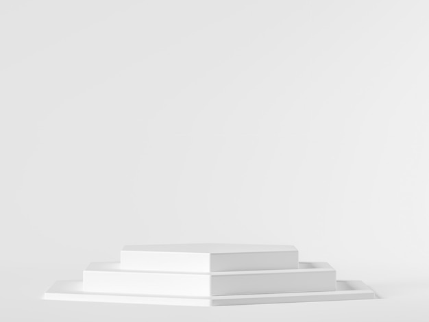 Photo minimal white podium, square shape with steps