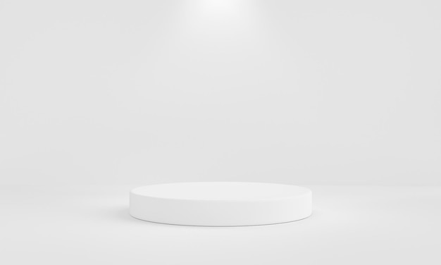 Minimal white podium with background wall and spotlight Abstract and object for advertising concept 3D illustration rendering