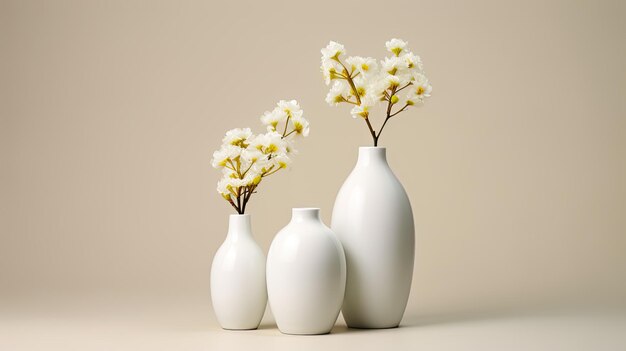 Minimal white vases arrangement