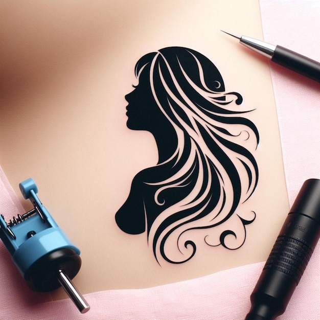 Minimal woman silhouette tattoo design