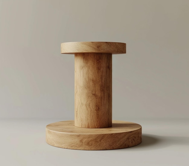 A minimal wooden podium for brand product exibition