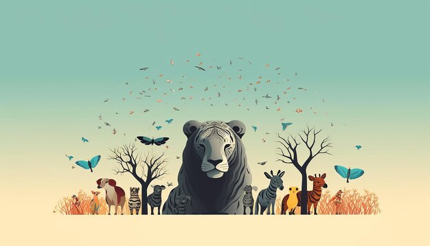 Minimal world animal day creative poster design