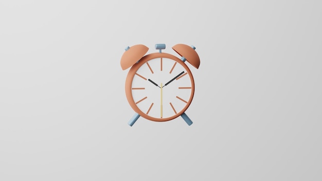 Minimalism Alarm Clock clock emoji time symbol On white background 3d render