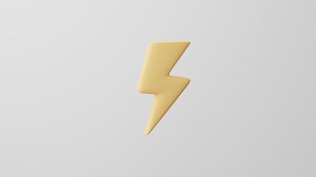 Minimalism High Voltage zap emoji lightning symbol On white background 3d render