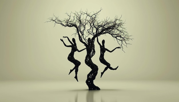 Minimalist 3D art of a tree