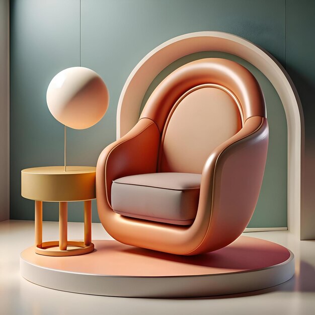 Photo minimalist 3d illustration of a stylish armchair on a circular platform