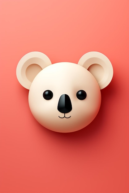 A minimalist 3D Koala icon featuring a sleek and stylish Koala profile against a pale coral backgro