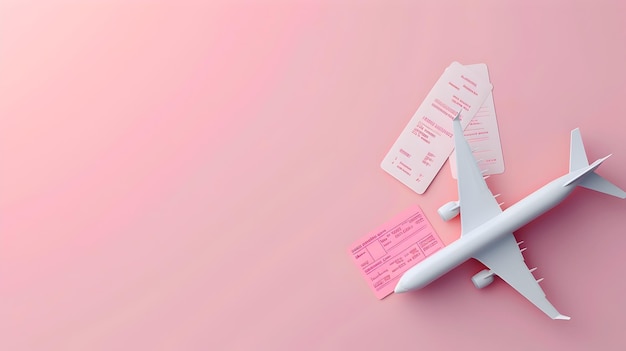 Minimalist 3D Render of Plane Ticket and Boarding Pass on Pastel Background for Travel Planning