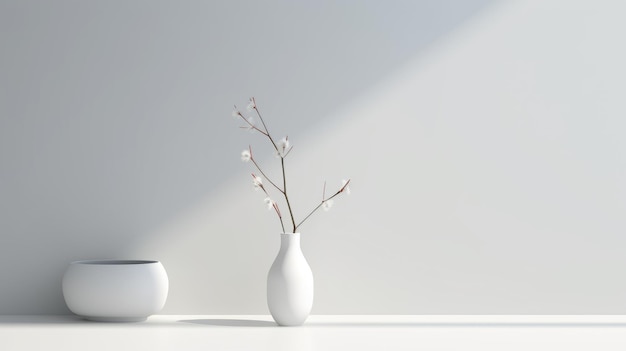 Minimalist 3d Rendered White Vase With Flower Wallpaper