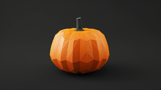 Photo minimalist 3d rendering of geometric orange pumpkin perfect for halloween decor