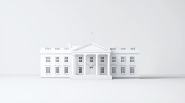 Minimalist 3D rendering of the White House a symbol of American government