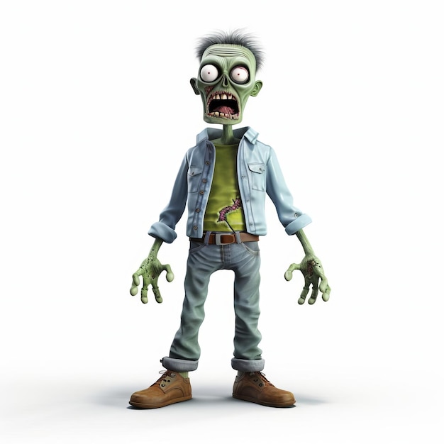 Photo minimalist 3d zombie character on white isolated background