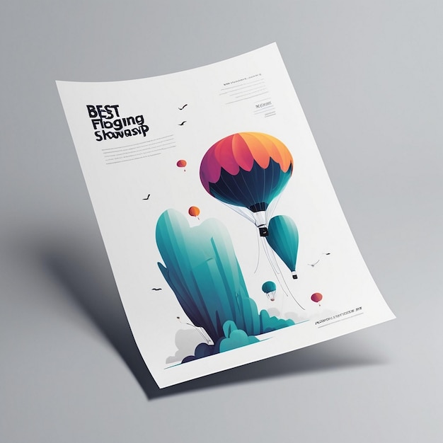 Minimalist A4 Flyer Mockup Floating Design Showcase