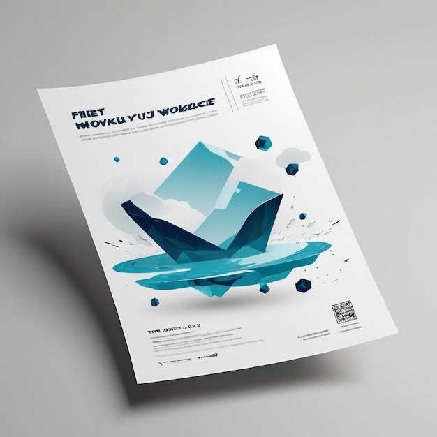 Minimalist A4 Flyer Mockup Floating Design Showcase