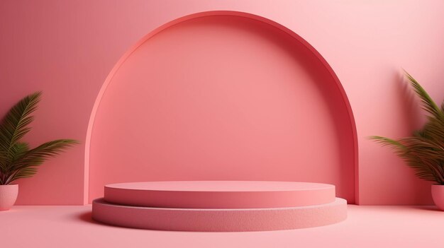 minimalist abstract 3D pastel color podium display for product presentation branding