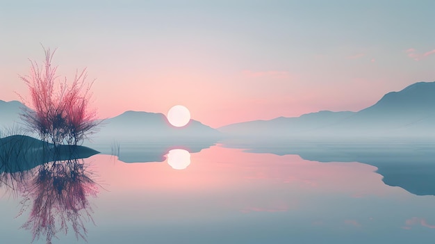 Photo minimalist abstract art with soft calming color palette