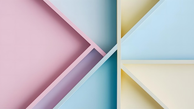 minimalist abstract background intersecting geometric shapes in pastel colors generative ai