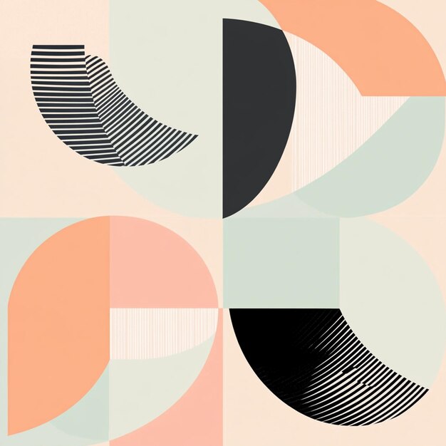 Minimalist Abstract Geometric Patterns in Pastel Colors