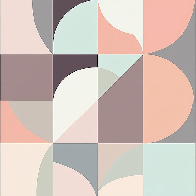 Minimalist Abstract Geometric Patterns in Pastel Colors