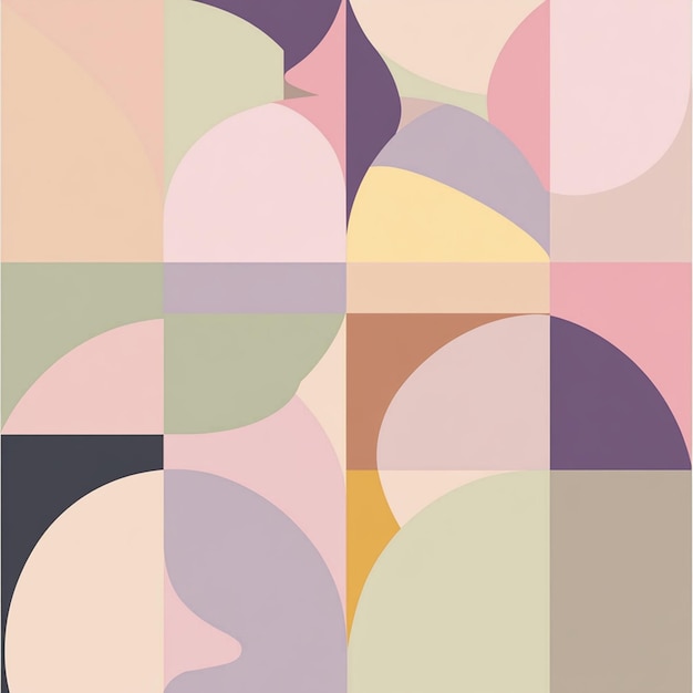 Minimalist Abstract Geometric Patterns in Pastel Colors