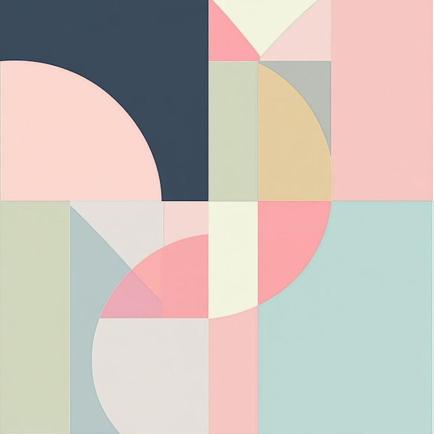 Minimalist Abstract Geometric Patterns in Pastel Colors