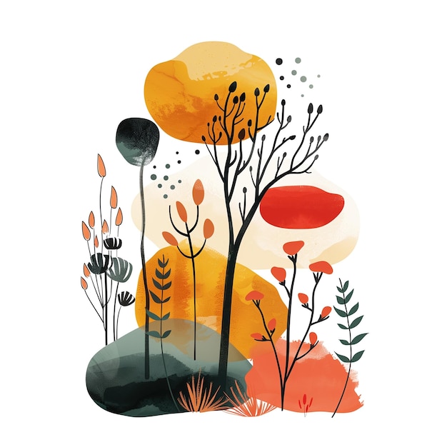 Minimalist abstract nature illustration with earthy tones and modern design