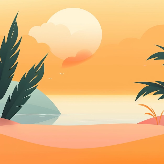 Minimalist Abstract Summer Theme Landscape Background