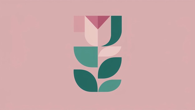 minimalist abstract of a tulip in pastel colors with geometric shapes design is simple and modern