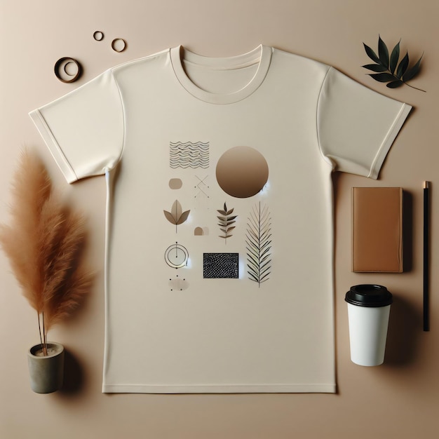 Photo minimalist aesthetic background tshirt copy space template 3d rendering for mockup creation