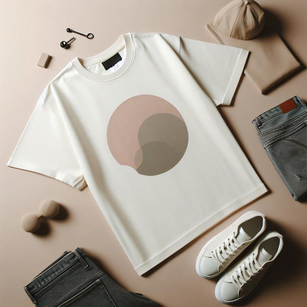 Minimalist aesthetic background tshirt copy space template 3d rendering for mockup creation