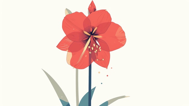 Minimalist Amaryllis Illustration with Aesthetic Appeal Generative AI