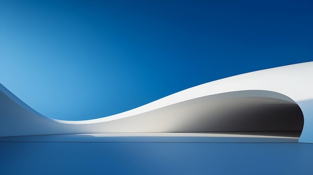 Minimalist Architectural Curves on a Vibrant Blue Background