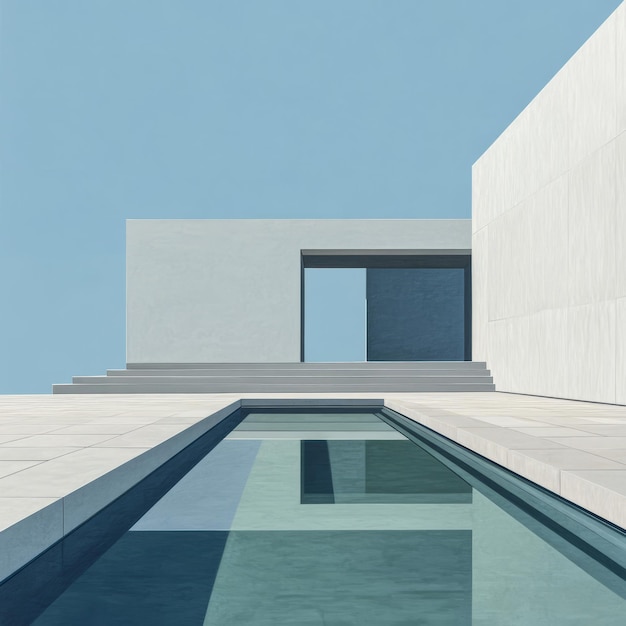 Photo minimalist architecture with a swimming pool and a doorway