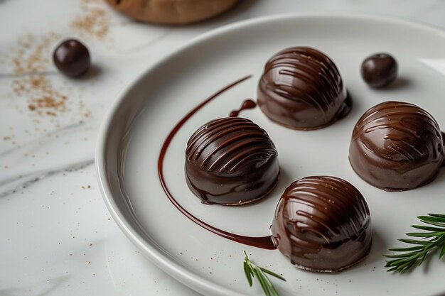 A minimalist arrangement of a sweet dessert on a white plate against a pristine white background