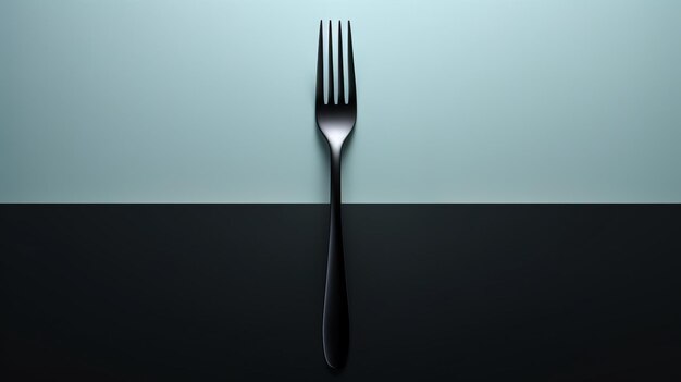 Minimalist Art A Black Fork On A Stylish Table