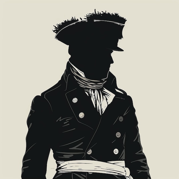 Photo minimalist art vector illustration of a napoleon portrait outfit artwork head down front of us bichr