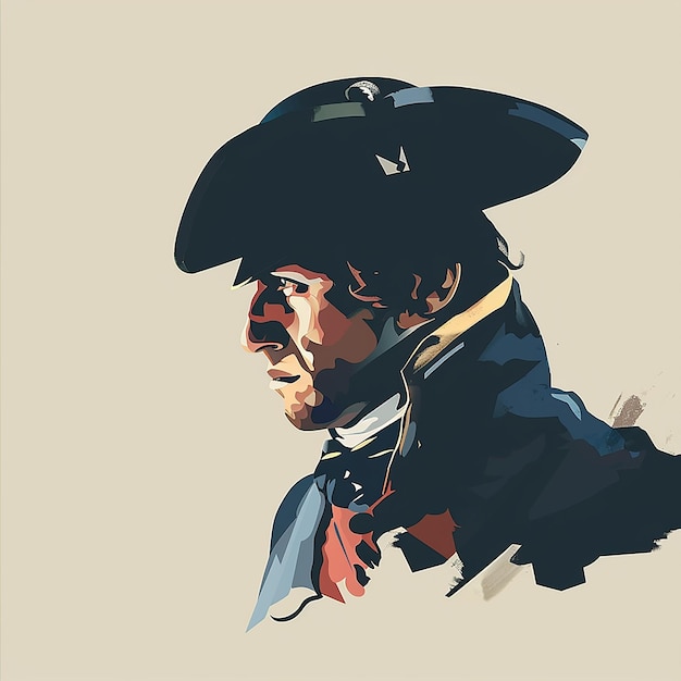 Photo minimalist art vector illustration of a napoleon portrait outfit artwork head down front of us bichr