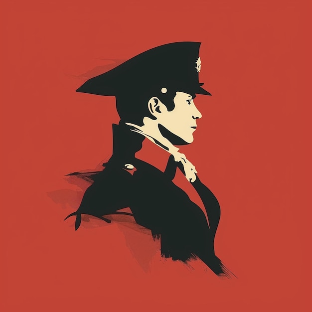 minimalist art vector illustration of a napoleon portrait outfit artwork head down front of us bichr